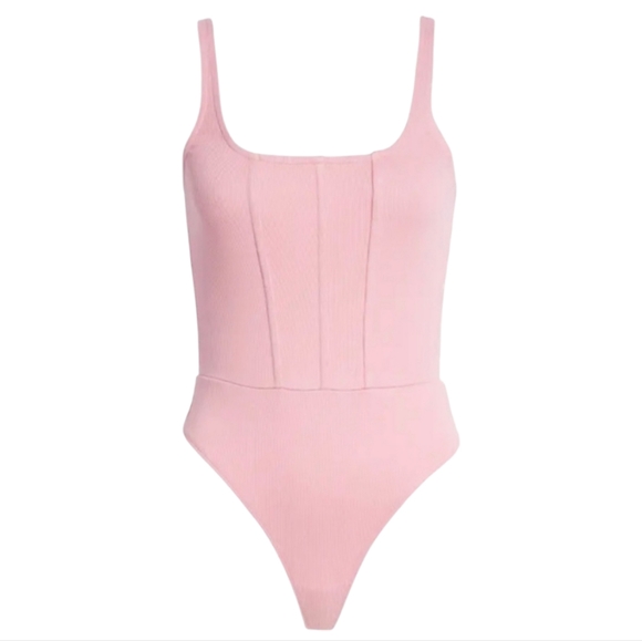 Nordstrom Tops - Nordstrom x Open Edit Pink Ribbed Pull On Thong Bodysuit
